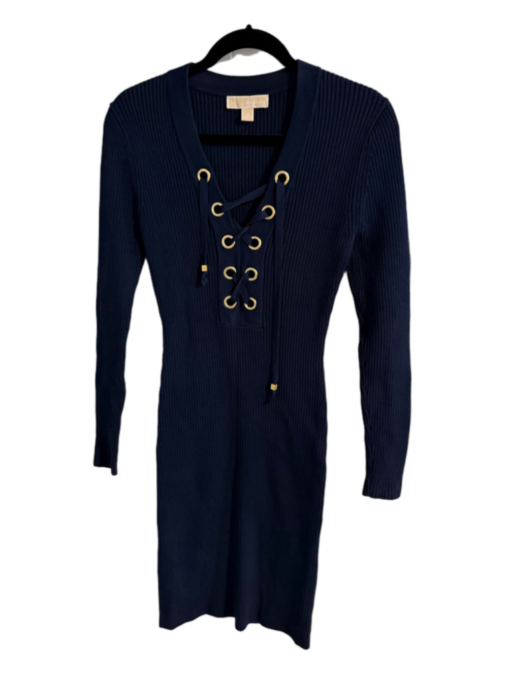 Women's Michael Kors Navy Ribbed Knit Midi Dress Size M